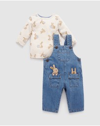 Purebaby - Bunny Denim Overall Set - Kids-Babies