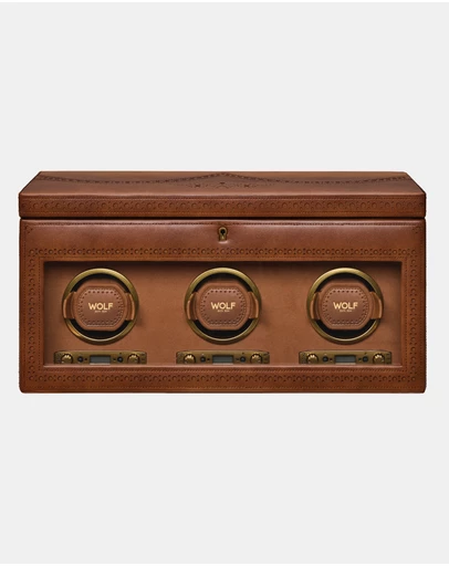 Wolf - WOLF Brogue Triple Watch Winder With Storage