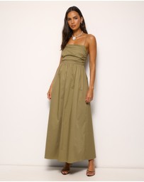 AERE - Ivy Cotton Tie Back Midi Dress