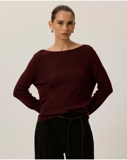 Tussah - Violet Fine Knit Boat Neck Top