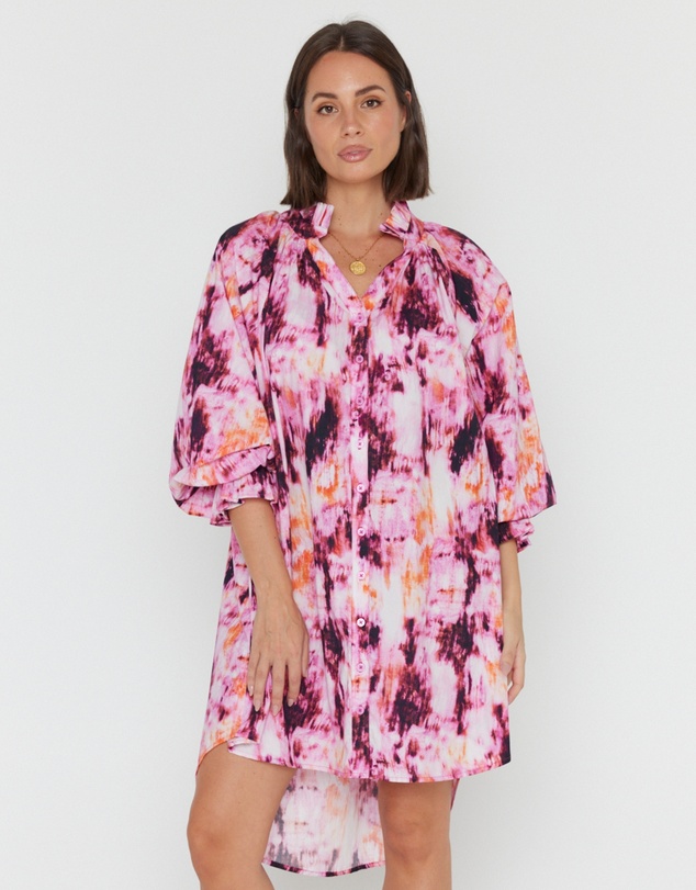 ALEXANDRA - Ollie Dress Pink Textured Print