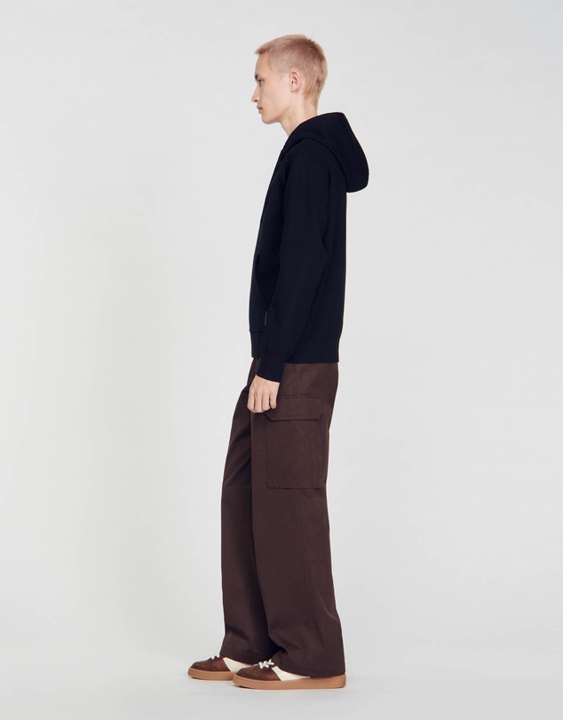 Sandro - HOME PATCH EN CUIR SWEAT CARDIGAN