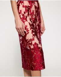 Lindsay Nicholas New York - Crimson Rose Lace Skirt with Nude Underskirt