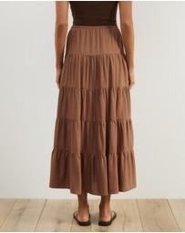 Atmos&Here - Elenora Linen Blend Tier Maxi Skirt