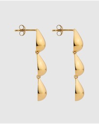 Najo - Liora Triple Drop Yellow Gold Stud Earring