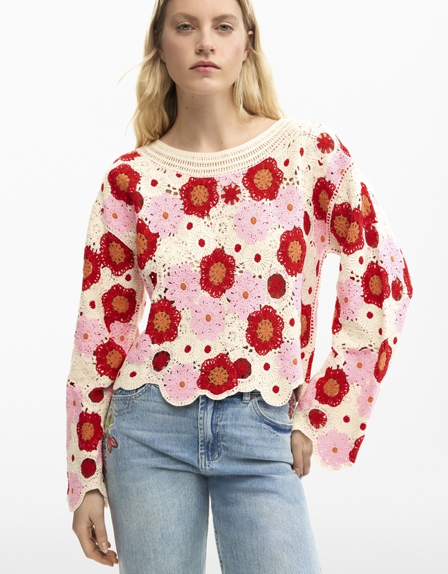 Desigual - Crochet flower sweater