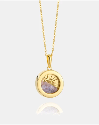 Rachel Jackson - Small Deco Sun Amulet December Birthstone Tanzanite Necklace (Wisdom & Protection)