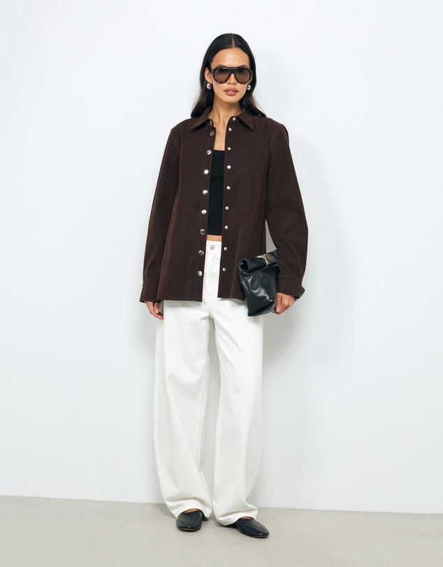AERE - Suede-Look Panel Shirt