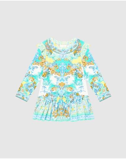 Camilla - Long Sleeve Mini Tee Dress with Frill Hem - Kids-Teens