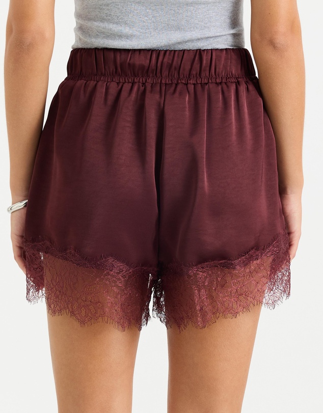 Calli - Lucy Satin Lace Hem Shorts