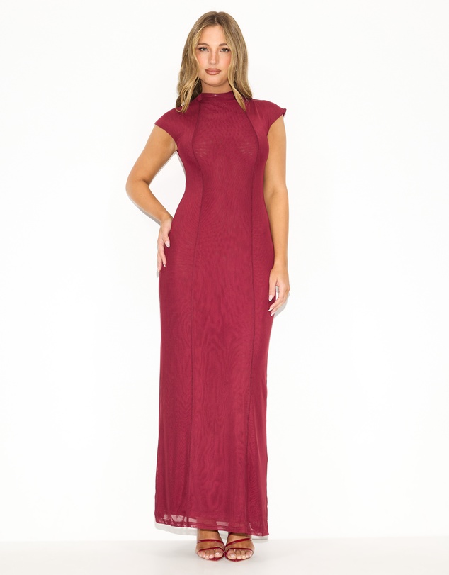 Dazie - Premiere Mesh Cap Sleeve Maxi Dress