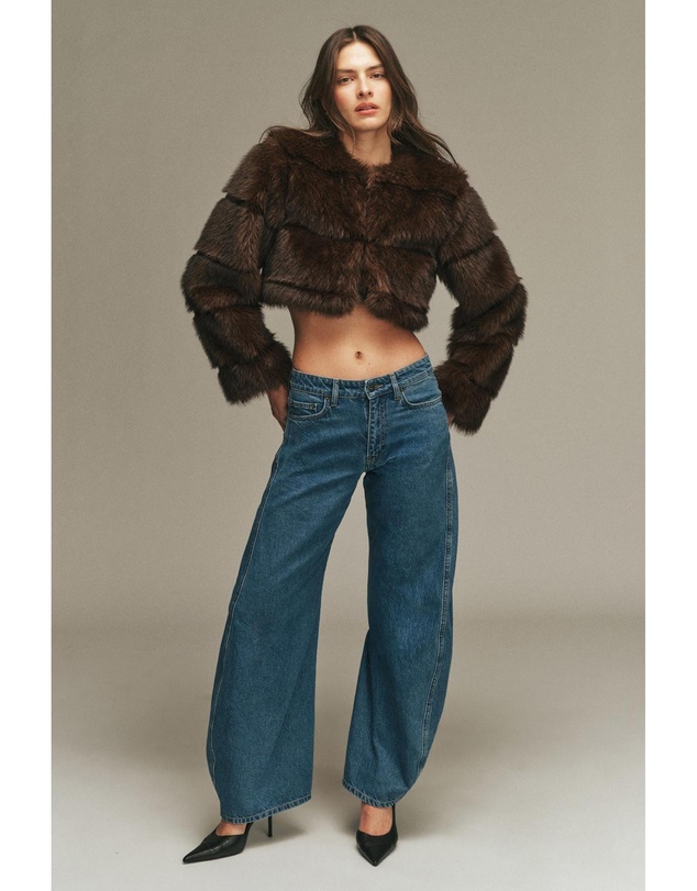 Bardot - Petro Cropped Faux Fur Jacket