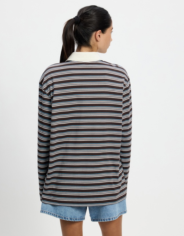 adidas Originals - Striped Oversized Long Sleeve Polo