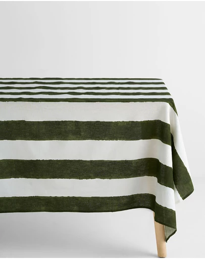 Aura Home - Riviera Stripe Cotton Linen Tablecloth