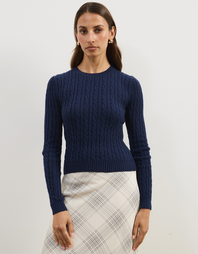 Atmos&Here - Tessa Crewneck Cable Knit Sweater