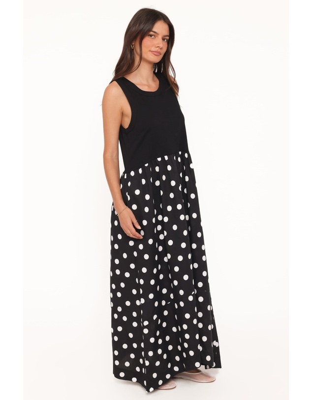 Petal & Pup - Glenda Maxi Dress - Black Polka Dot