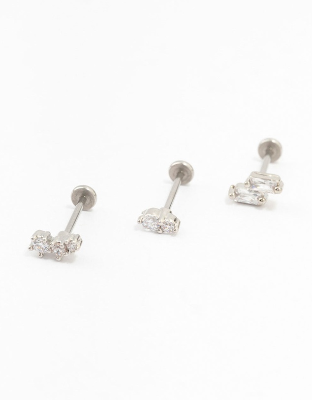 Lovisa - Surgical Steel Double Baguette Flat Backs 3-Pack
