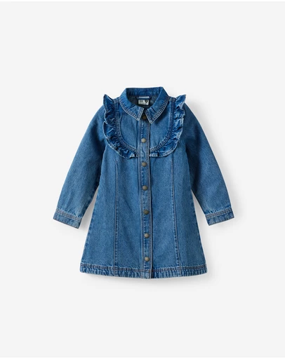 Cotton On Kids - Long Sleeve Denim Ruffle Dress