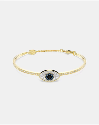 Swarovski - Symbolica bangle, Evil eye, Blue, 18K gold finish