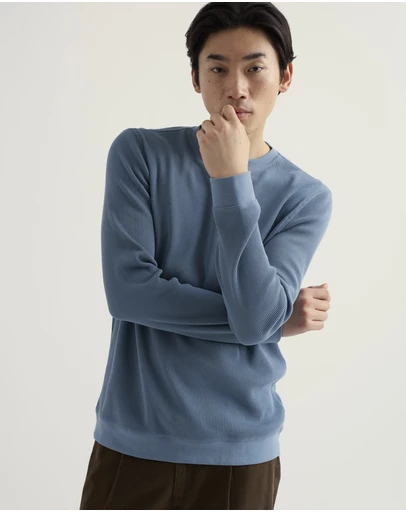 Seasalt - Seasalt Cornwall Blue Men's Jackline Waffle Jersey Top