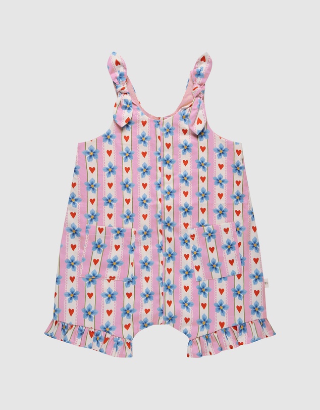 Fleur Harris - 'Heirloom Treasures' Heart Tie Romper in Heart Stripe