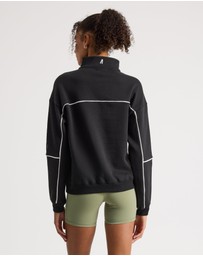 Upstate - Half Zip Panelled Crew - Black Piping