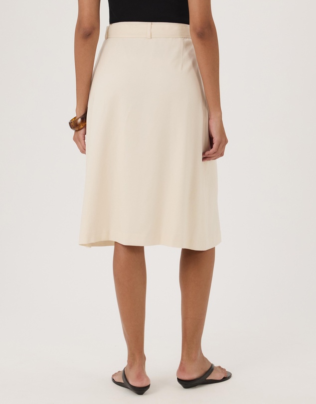 Atmos&Here - Ava Linen Blend Tie Waist Midi Skirt