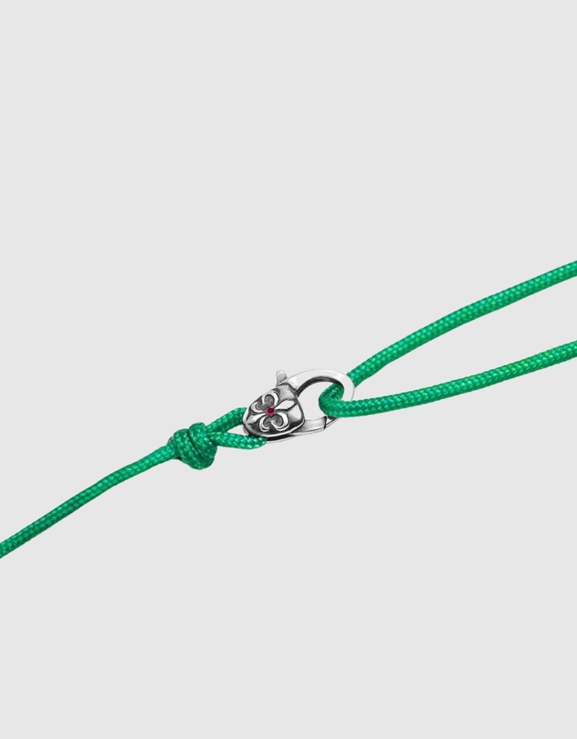 Nialaya Jewellery - Green Wrap-Around String Bracelet with Sterling Silver Lock