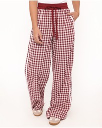Petal & Pup - Lawson Track Pants - Burgundy Gingham