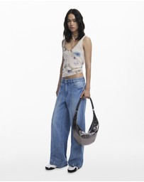 Desigual - Medium metallic crossbody bag with 3D logo