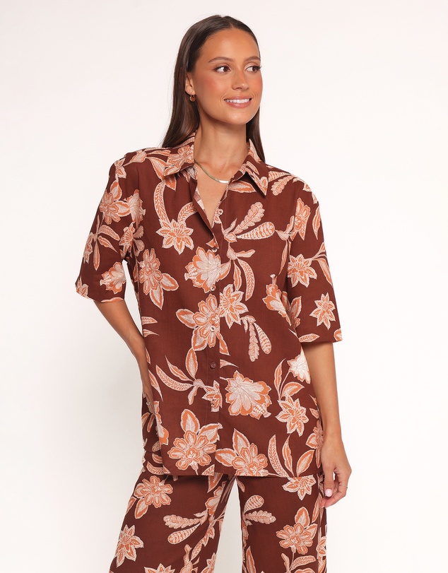 Petal & Pup - Samira Short Sleeve Shirt - Orange Floral