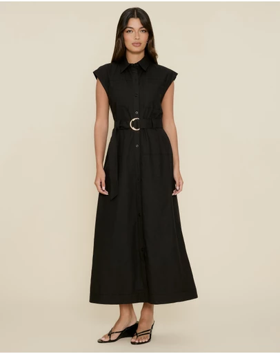The Fated - Karla Midi Shirt Dress with Belt