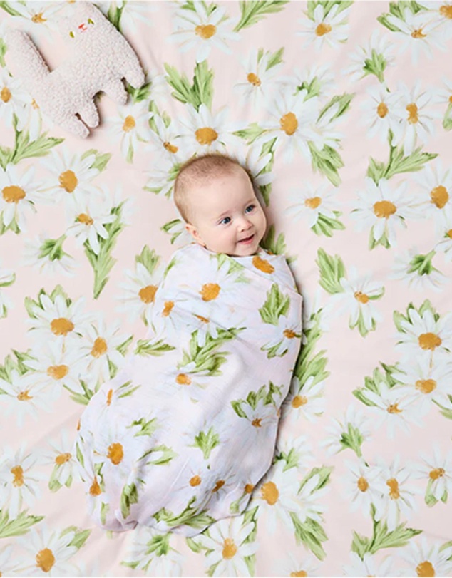 Kip&Co - Sweet Daisy Organic Cotton Baby Fitted Sheet Cot - Babies