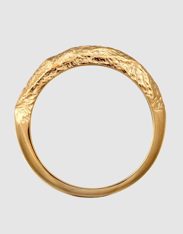 Kuzzoi - ICONIC EXCLUSIVE - Ring Men Narrow Used Look 925 Sterling Silver Gold-plated