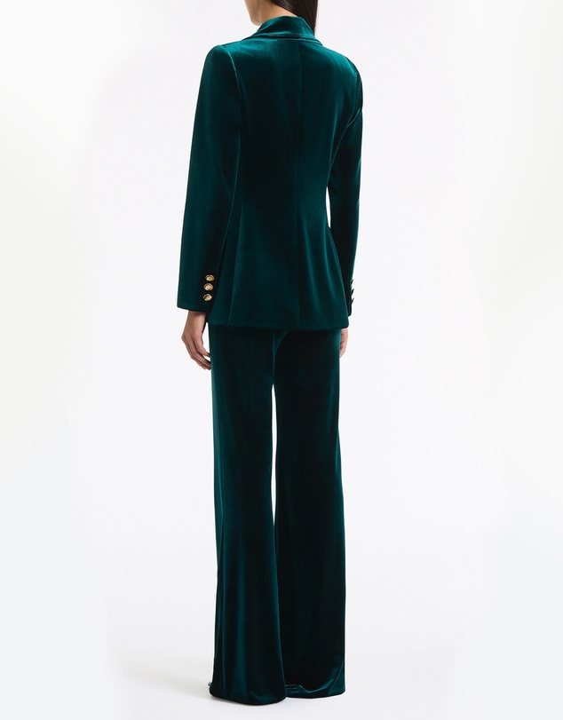 Carla Zampatti - Hunter Green Velvet Wide Leg Pant