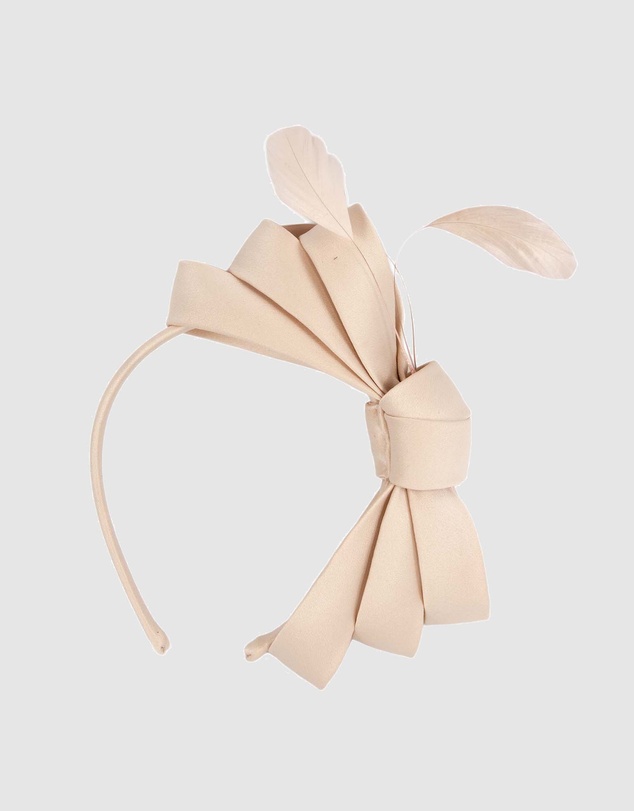 Max Alexander - Large Nude Satin Bow Racing Fascinator