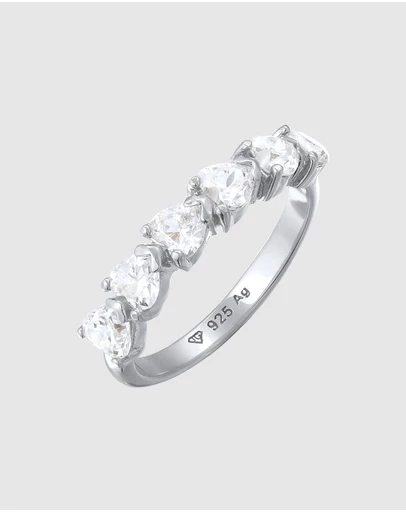 Elli Jewelry - Zirconia Heart Band Ring in 925 Silver