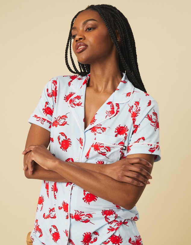 Kate Spade - Printed Jersey Button Up Short Sleeve Short Pyjama Set