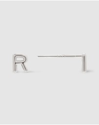 Wanderlust + Co - Alphabet Bubble Silver Stud Earrings - Letter R