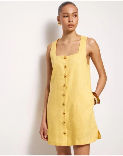 AERE - Bari Linen Button Down Mini Dress