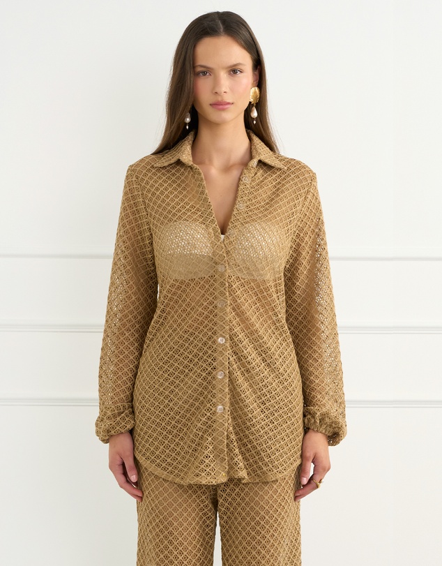 Aqua Blu Australia - Beige Odilia Beach Shirt