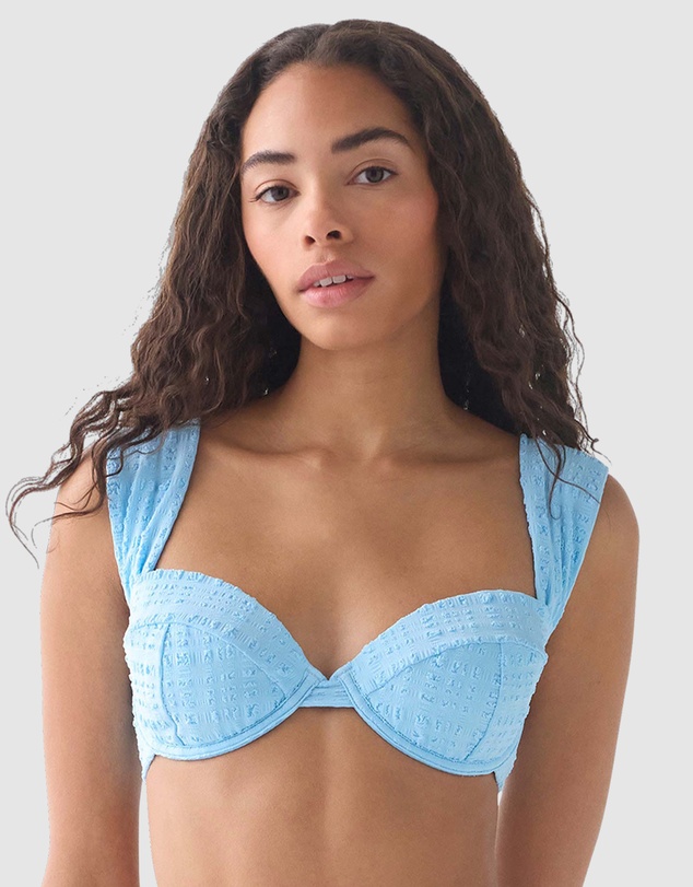 Kate Spade - Seersucker Wide Strap Underwired Padded Bikini Top