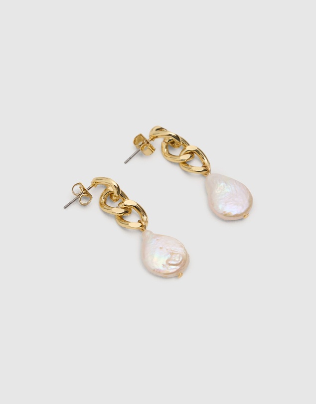 Oxford - Ash Chain/Pearl Earrings