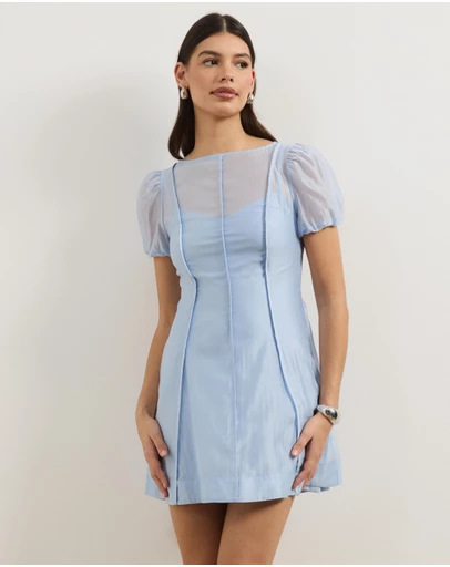 Atmos&Here - Maisy Puff Sleeve Panelled Mini Dress