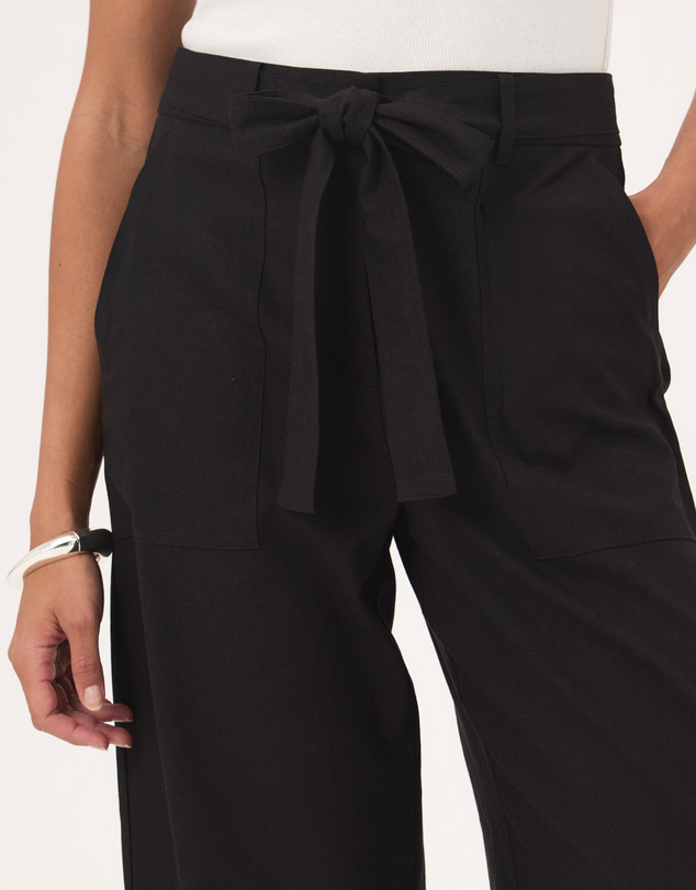 Atmos&Here - Ava Linen Blend Tie Waist Wide Leg Pants