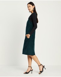 The Social Outfit - Long Pinafore - Green Corduroy