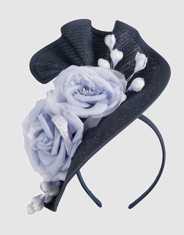 Fillies Collection - Bespoke Sculpted Navy Blue Racing Fascinator