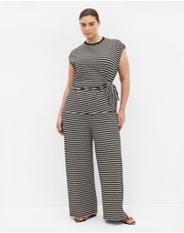 City Chic - Deanna Stripe Knit Wide Leg Pant