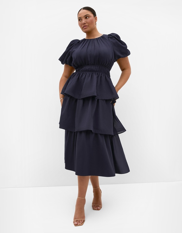 City Chic - Plus size Heavenly Ruffle Maxi Dress - navy
