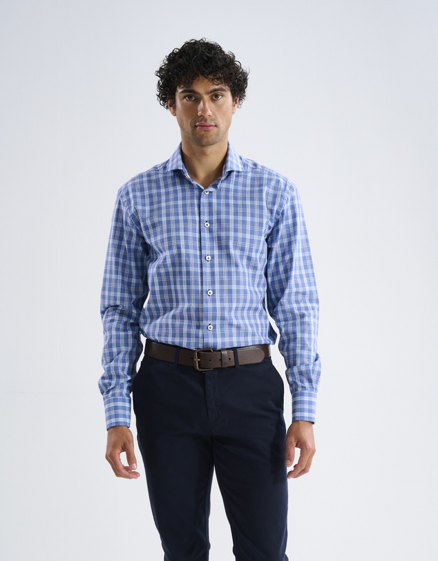 3 Wise Men - 3 Wise Men Driftwood Blue Check Shirt